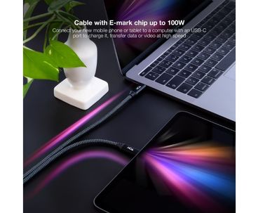 CABLE TYPE-C A TYPE-C USB 3.2 GRIS/NEGRO 2M NANOCABLE